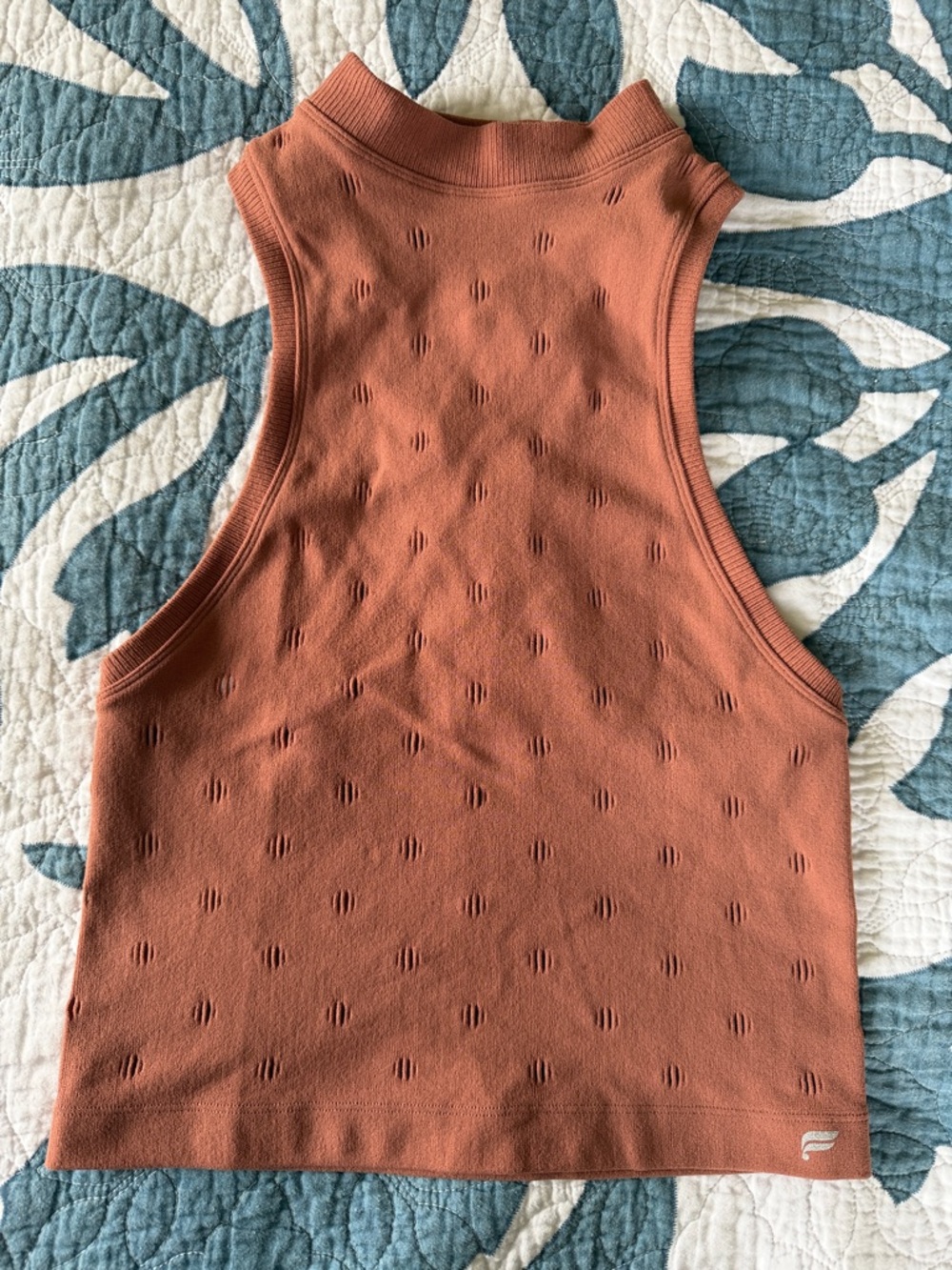 Fabletics Rust Terracotta High-Neck Ribbed Tank